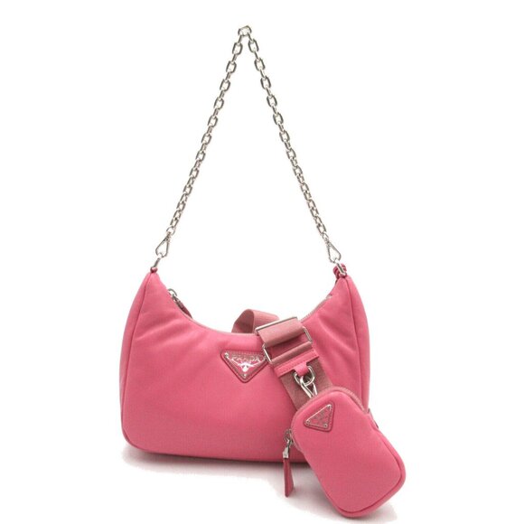 PRADA Shoulder Hand Bag Lamb leather Pink Used Women - Picture 1 of 11